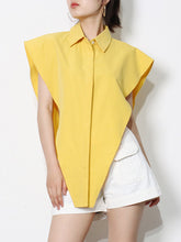 Irregular Solid Color Single-Breasted Lapel Shirt